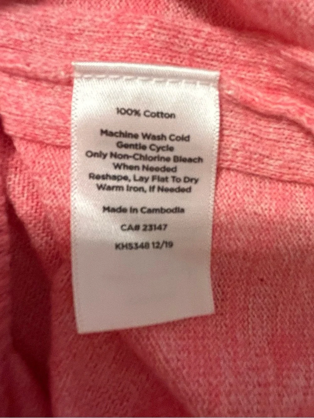 Talbots Pink Cotton V-Neck Sweater